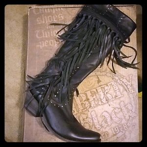 Liberty black fringe boots